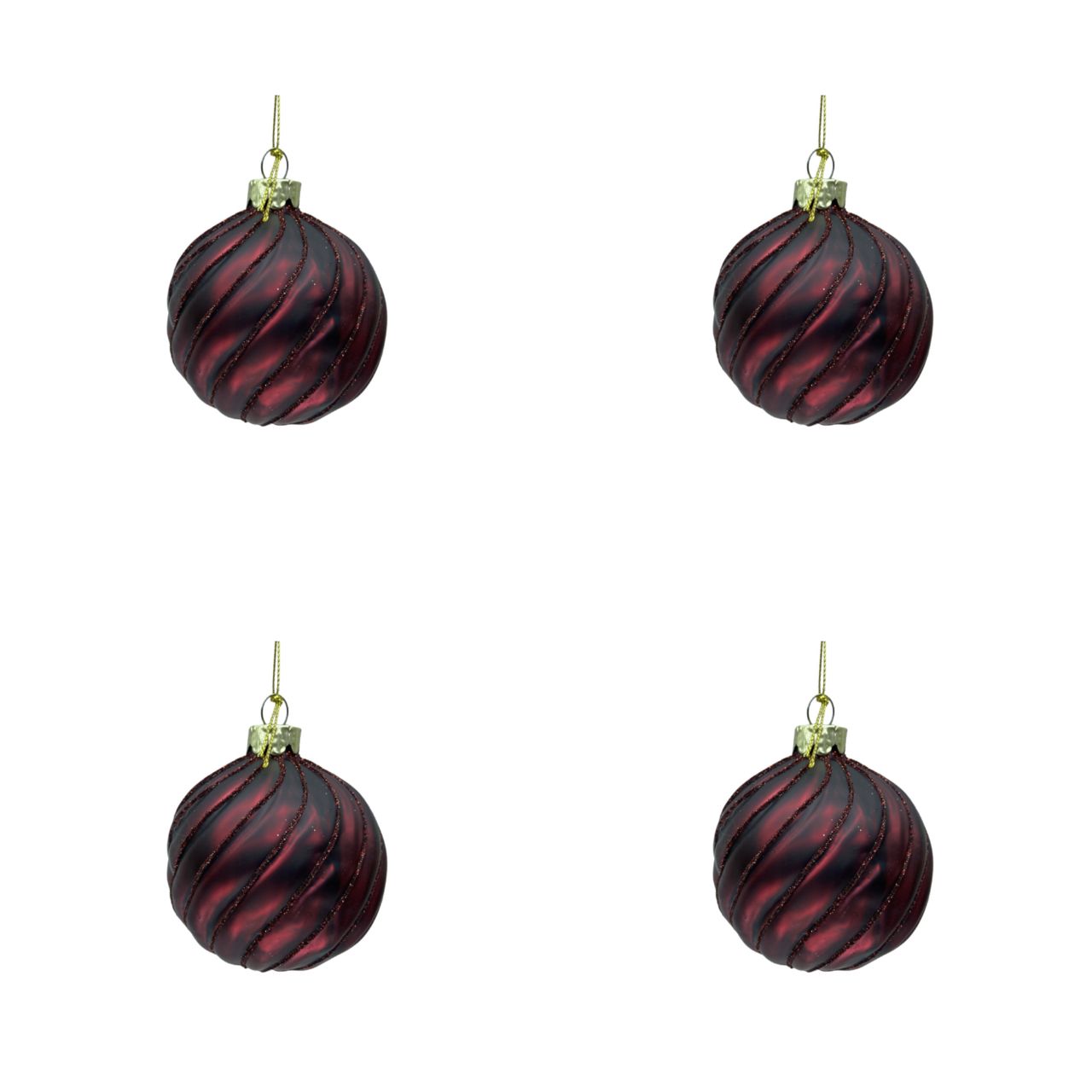4 Stk. Christbaumkugeln mit Swirls