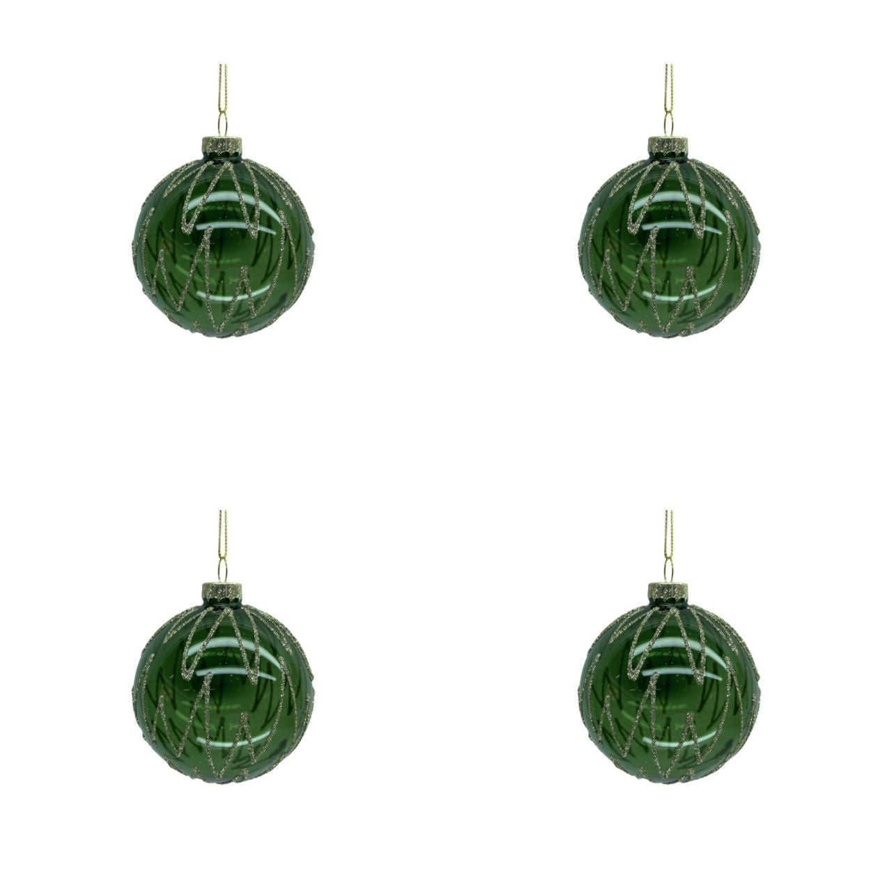 Weihnachtskugeln mit Zickzack-Muster, 4 Stk.
