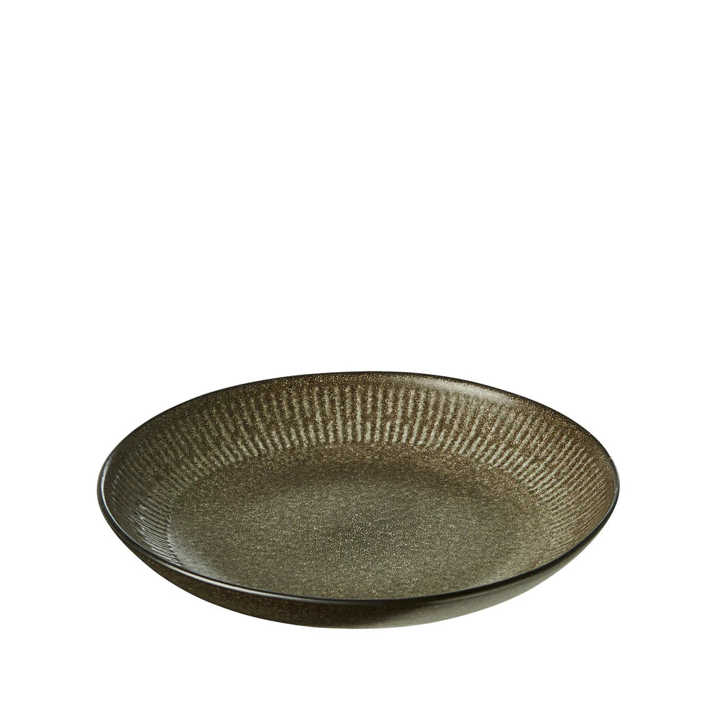 Relief Suppenteller D22 cm Steingut grau