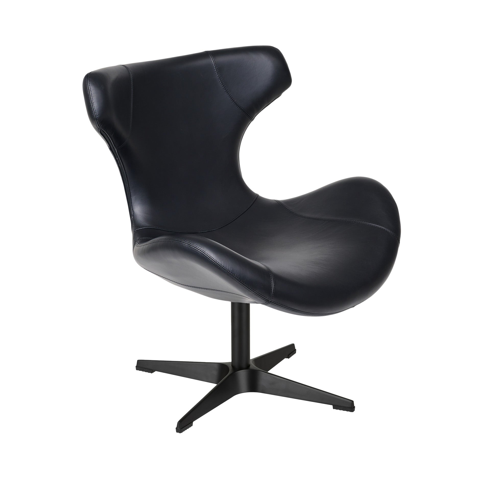 Kato Loungesessel Leder m. schwarzen Drehsockel