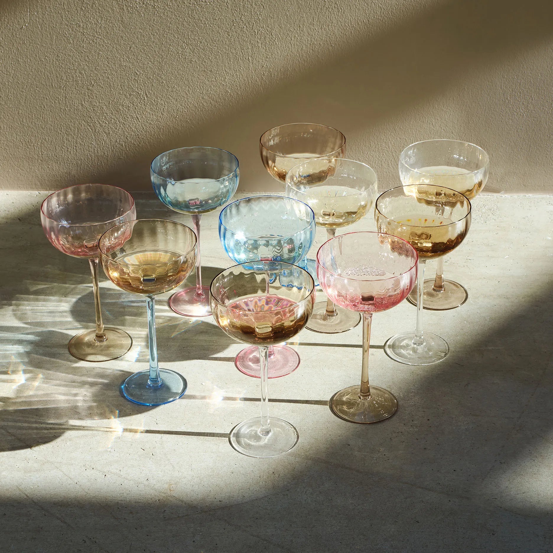 Candy Champagnerglas Blau/Rose
