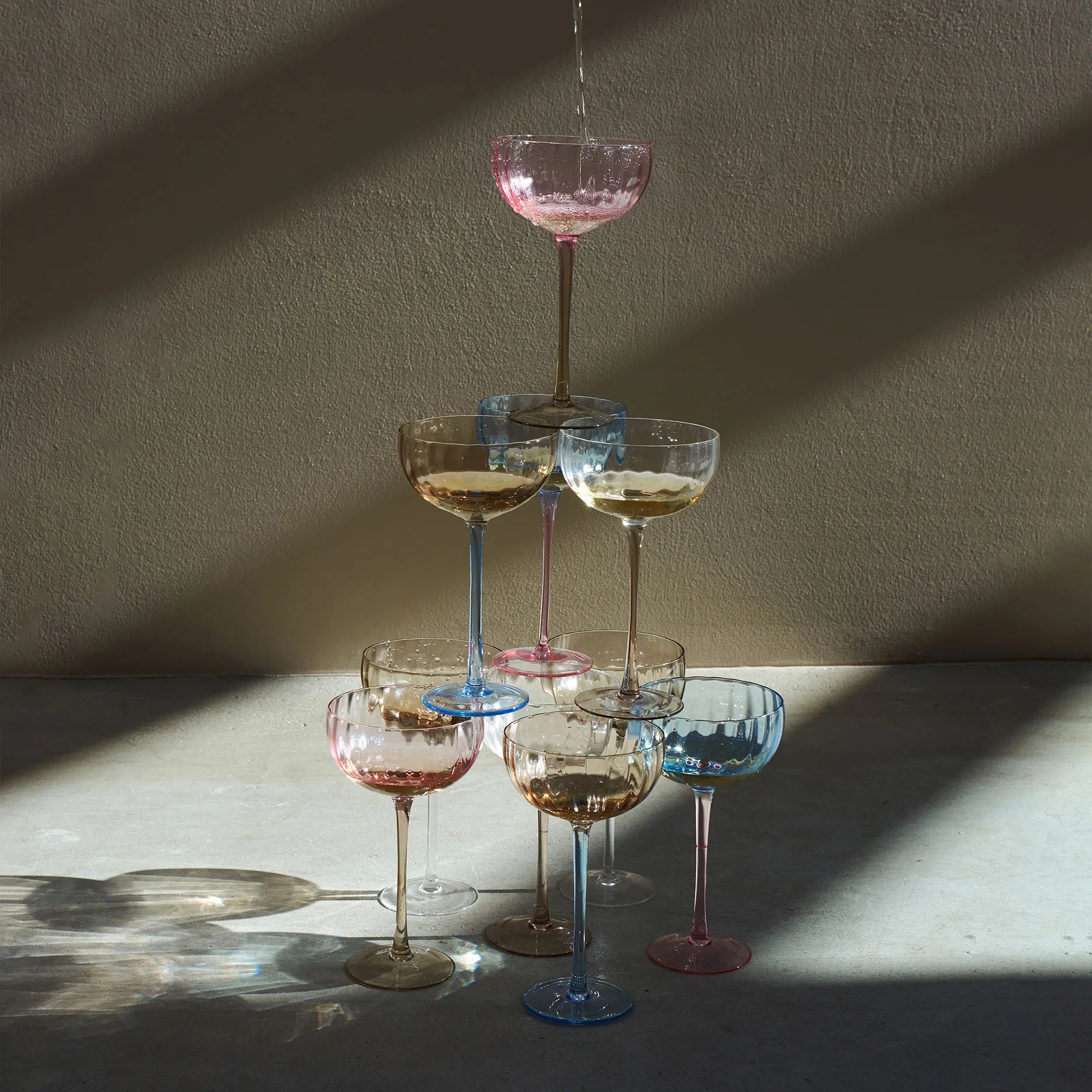 Candy Champagnerglas Blau/Rose